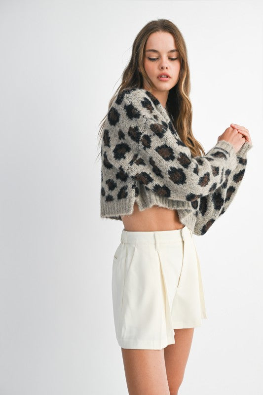 Leopard Cropped Sweater