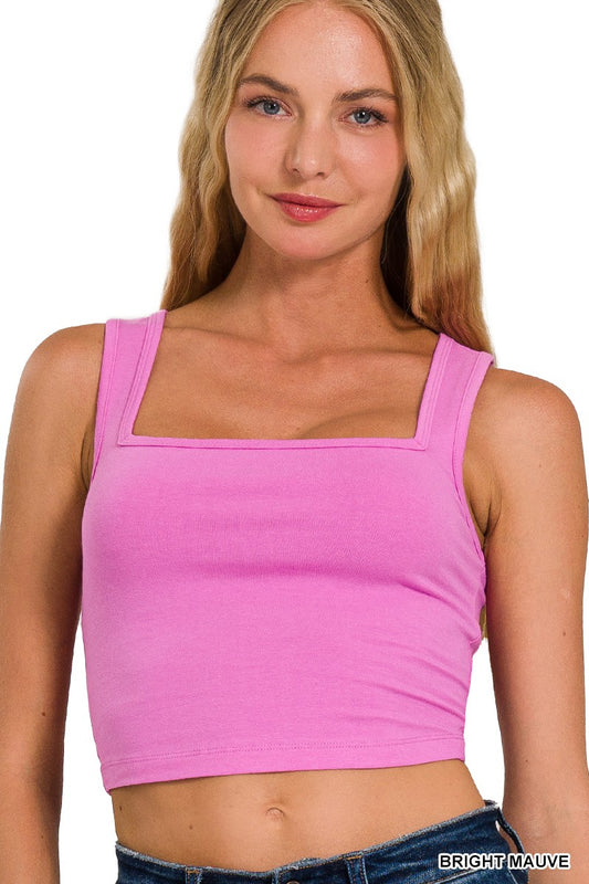 Pink Square Neck Top