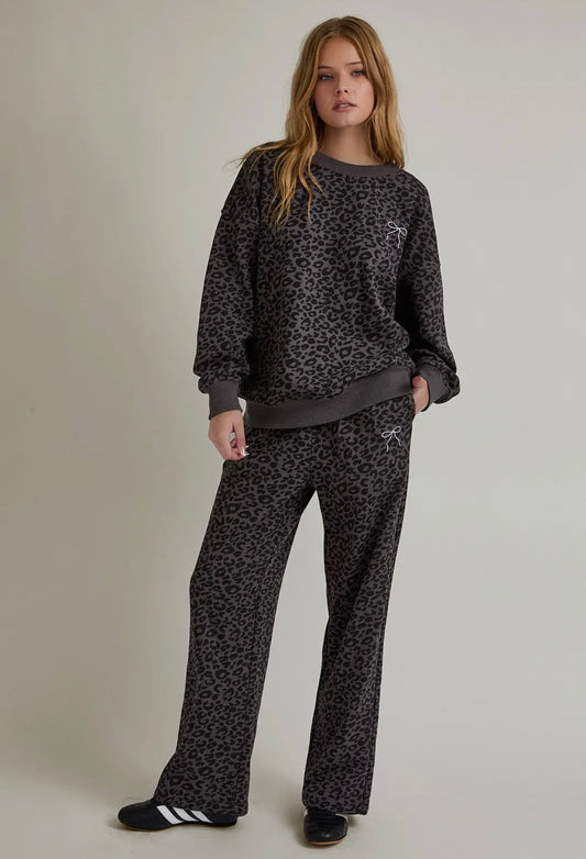 Black Leopard Bow Pants