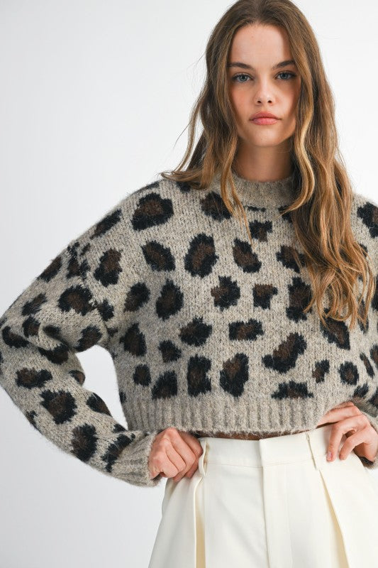 Leopard Cropped Sweater