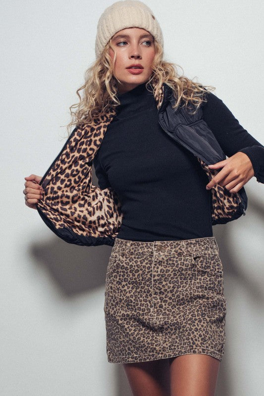 Black Leopard Vest