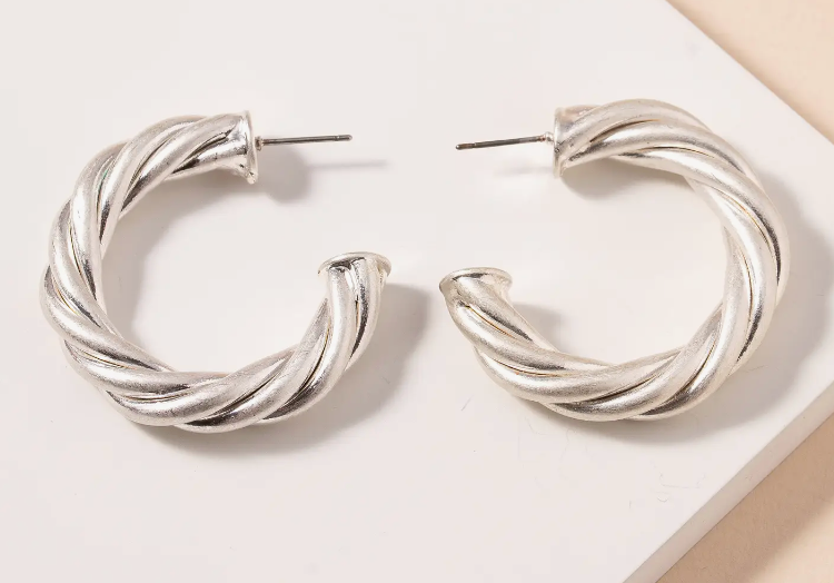 Chunky Twist Hoop Earrings