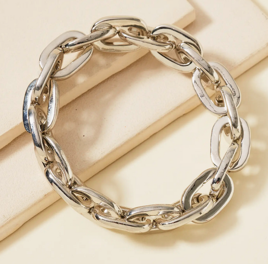 Stretch Silver Chain Bracelet