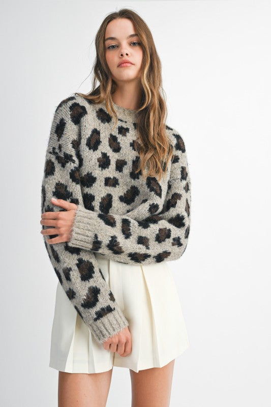 Leopard Cropped Sweater