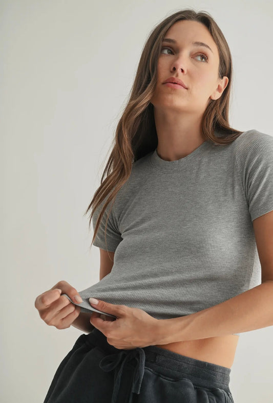 Heather Ribbed Tee