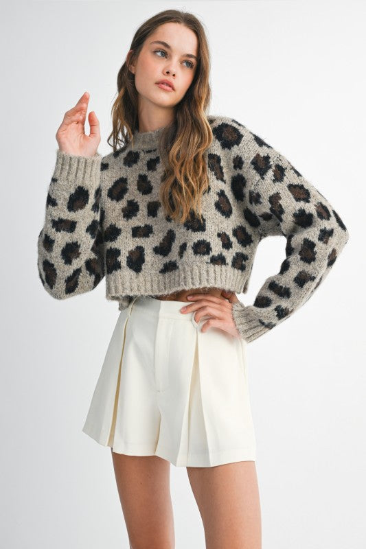Leopard Cropped Sweater