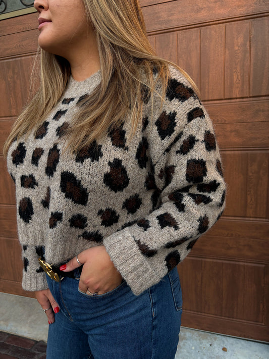 Leopard Cropped Sweater