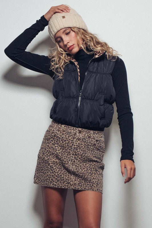 Black Leopard Vest