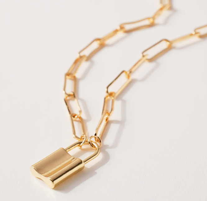 Gold Lock Necklace