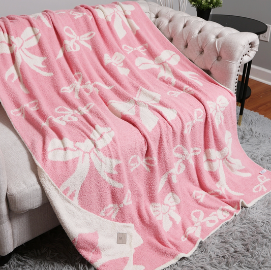 Pink Bow Reversible Blanket