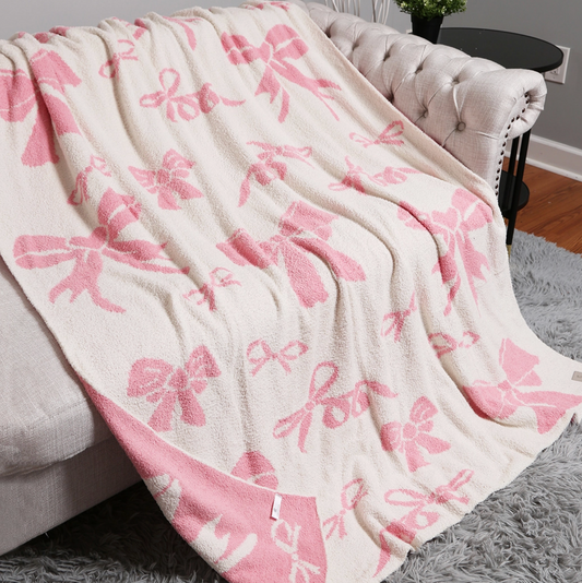 Pink Bow Reversible Blanket